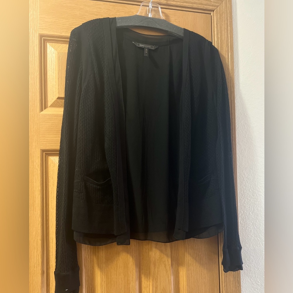 BCBG MaxAzria Medium Black Cardigan Sweater EUC